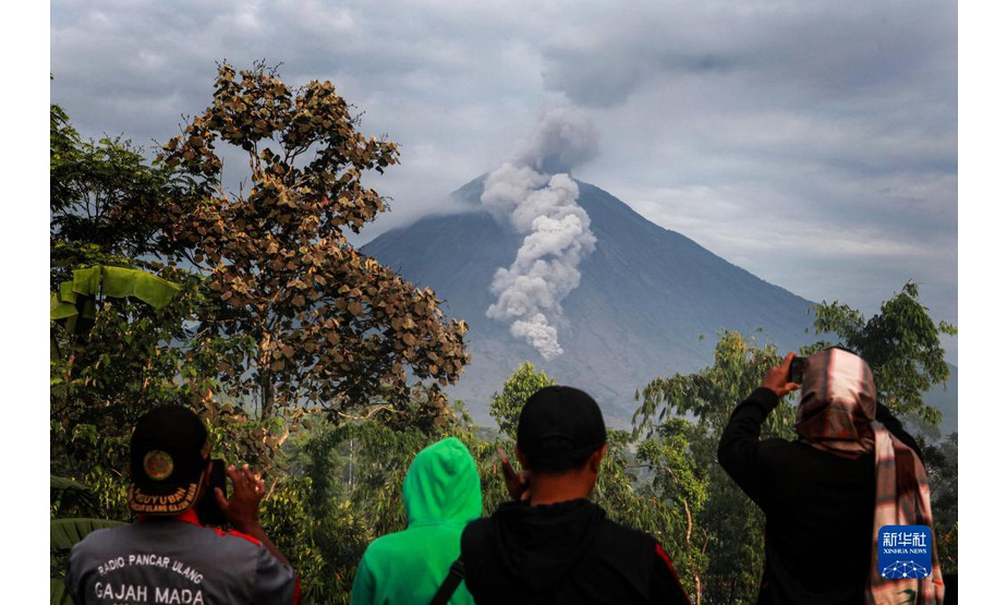 12月7日，人们在印度尼西亚东爪哇省卢马姜观看喷发的塞梅鲁火山。

　　印度尼西亚国家抗灾署6日说，印尼东爪哇省塞梅鲁火山喷发造成的死亡人数已升至22人。

　　新华社发（巴育摄）