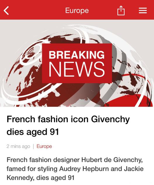 纪梵希品牌创始人去世 享年91岁