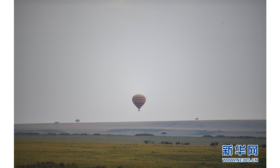 6月18日，游客在肯尼亚马赛马拉国家保护区乘坐热气球。  新华社记者 李琰 摄