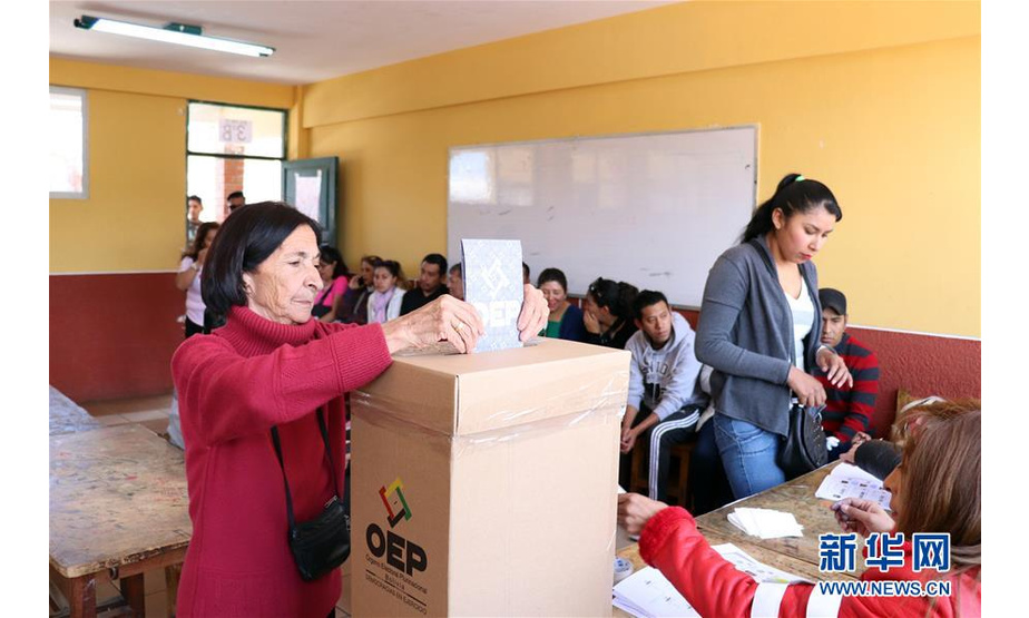 10月20日，在玻利维亚拉巴斯，选民在一个投票站投票。新华社/玻通社