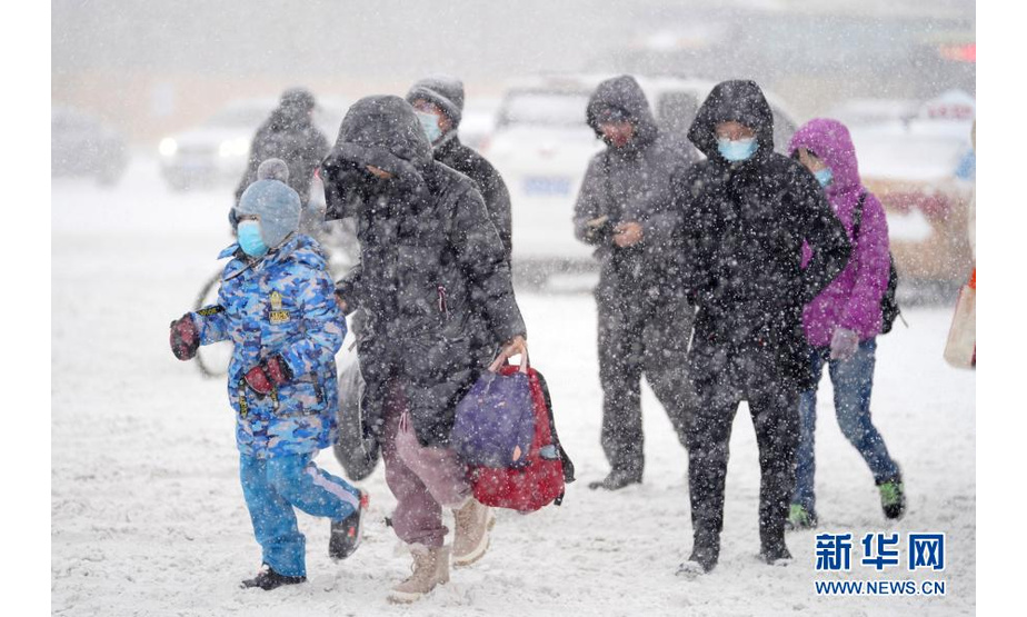 11月19日，在哈尔滨市中山路，市民在雪中行走。

　　当日，黑龙江省多地遭遇暴雪天气。上午7时，黑龙江省气象局将气象灾害（暴雪）Ⅳ级应急响应提升为Ⅱ级。

　　新华社记者 王建威 摄