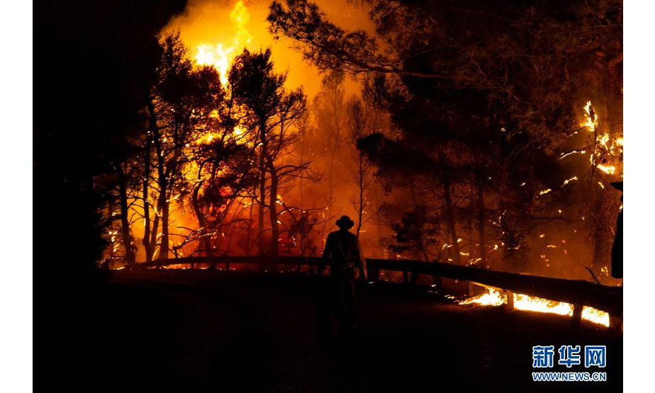 8月5日，一名消防志愿者在希腊雅典北部的山火现场灭火。

　　希腊总理基里亚科斯·米佐塔基斯5日表示，在经历多日极端高温天气后，希腊正在应对多起山火，形势“极其危急”。

　　新华社发（马里奥斯·罗洛斯摄）