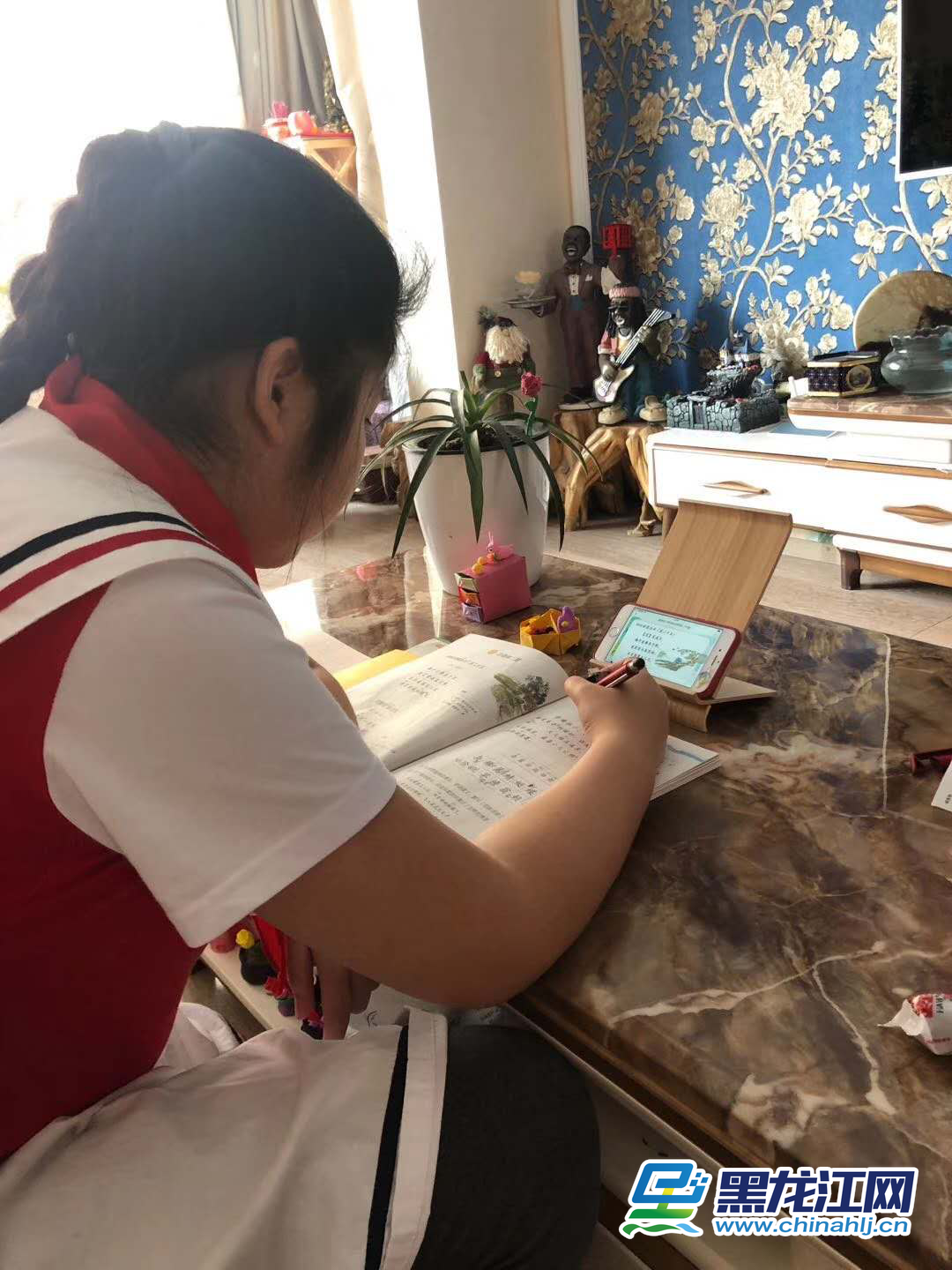 3月2日，黑龙江省春季新学期开学第一天，为维护疫情防控大局、确保广大师生身体健康，全省274万4349名中小学生同时参加线上学习，实现“停课不停学”，这在黑龙江基础教育史上前所未有。图为哈尔滨市奋斗小学学生正在线上学习。