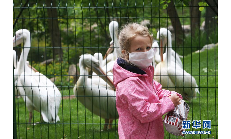 5月23日，在乌克兰基辅动物园，一名儿童准备给动物投食。新华社发（谢尔盖·斯塔拉斯坚科摄）
