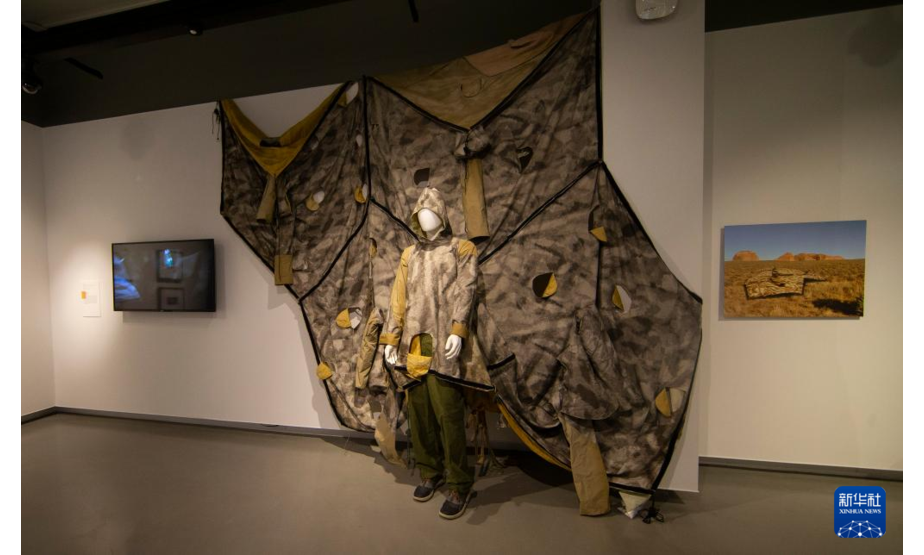 这是11月13日在加拿大多伦多举行的“生存建筑与应对的艺术”展览上拍摄的一件可穿戴便携式建筑。新华社发（邹峥摄）