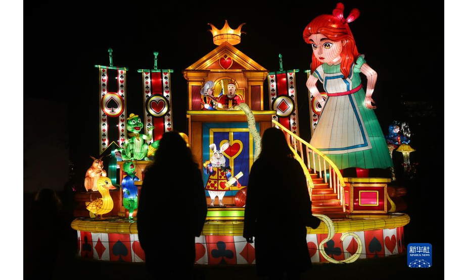 1月12日，游客在比利时安特卫普动物园参观第六届“中国花灯节”。

　　近日，比利时安特卫普动物园举行的第六届“中国花灯节”吸引了周边地区的大批游客。此次花灯节以欧洲童话“爱丽丝梦游仙境”为主题，由中外艺术家合作设计制造的130件大型花灯装置将安特卫普动物园装扮成了奇幻的童话世界。

　　新华社记者 郑焕松 摄