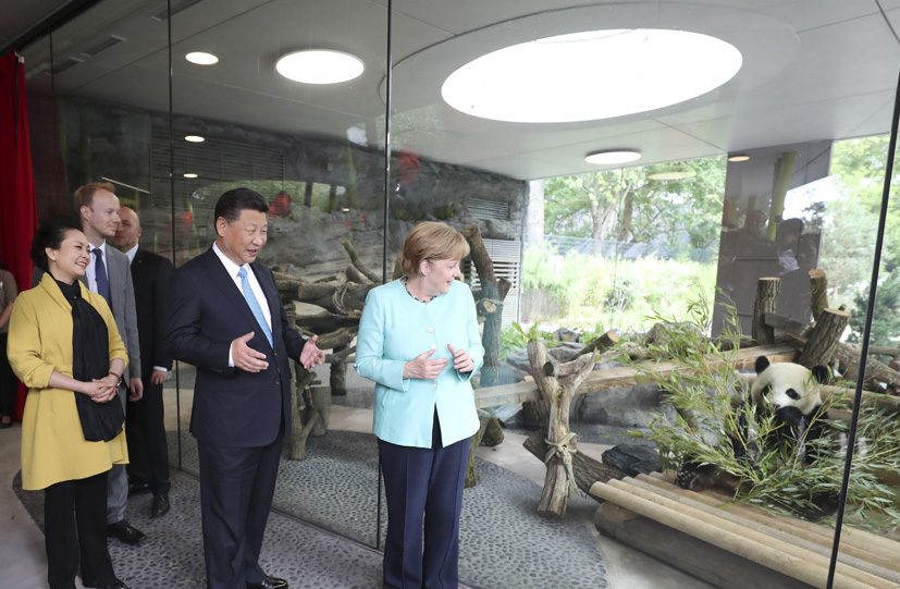习近平同德国总理默克尔共同出席柏林动物园大熊猫馆开馆仪式