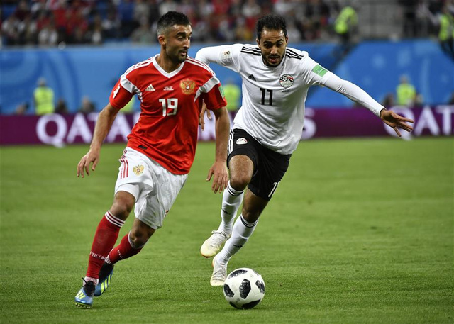 世界杯足球赛A组:俄罗斯队取得两连胜