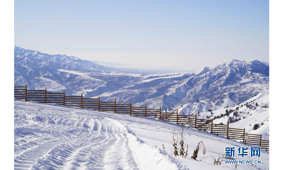 这是11月21日在乌兹别克斯坦首都塔什干附近的山区拍摄的雪景。

近日受寒流南下影响，乌兹别克斯坦大部分地区迎来降雪，位于首都塔什干附近的山区雪景动人。 新华社发（扎法尔摄）