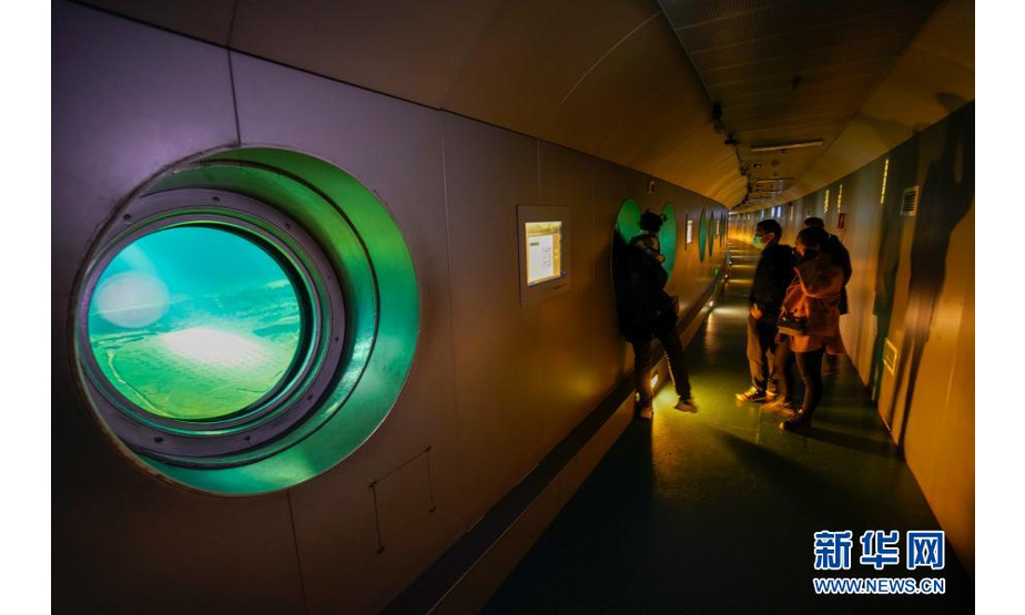2月21日，游客在白鹤梁水下博物馆参观。