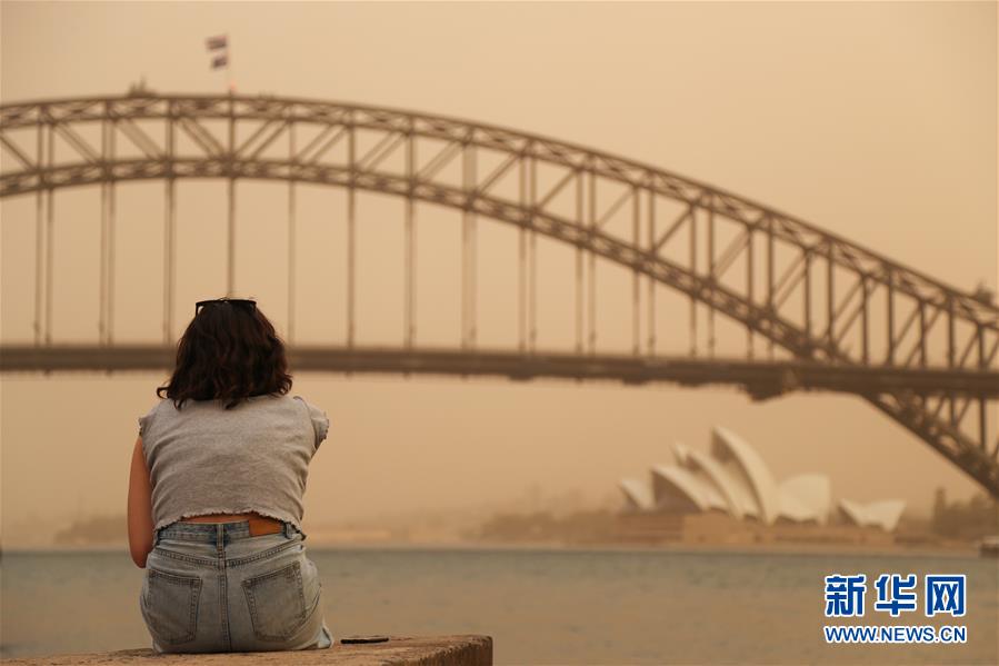 11月12日，烟尘笼罩在澳大利亚悉尼上空。 近日，澳大利亚东部林火继续肆虐，大悉尼地区面临“灾难级”林火威胁。悉尼所在的新南威尔士州州长贝雷吉克利安11日宣布该州进入为期7天的紧急状态。12日，最近的起火点已逼近悉尼城区，林火造成城市上空被大量烟尘笼罩。 新华社记者 白雪飞 摄