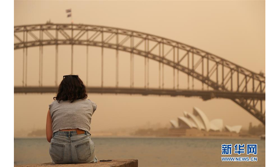 11月12日，烟尘笼罩在澳大利亚悉尼上空。 近日，澳大利亚东部林火继续肆虐，大悉尼地区面临“灾难级”林火威胁。悉尼所在的新南威尔士州州长贝雷吉克利安11日宣布该州进入为期7天的紧急状态。12日，最近的起火点已逼近悉尼城区，林火造成城市上空被大量烟尘笼罩。 新华社记者 白雪飞 摄