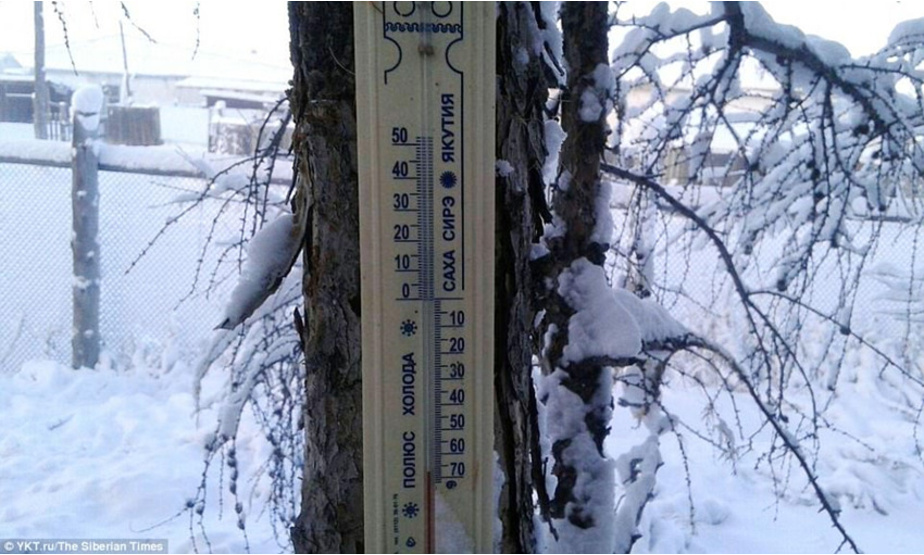电子温度计在记录到零下62度的低温时爆裂。