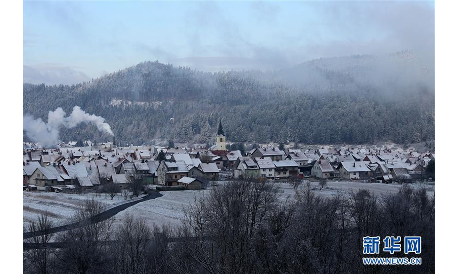 12月3日，克罗地亚西部山区小镇代尔尼采被白雪覆盖。 新华社发（戈兰·科瓦契奇摄）