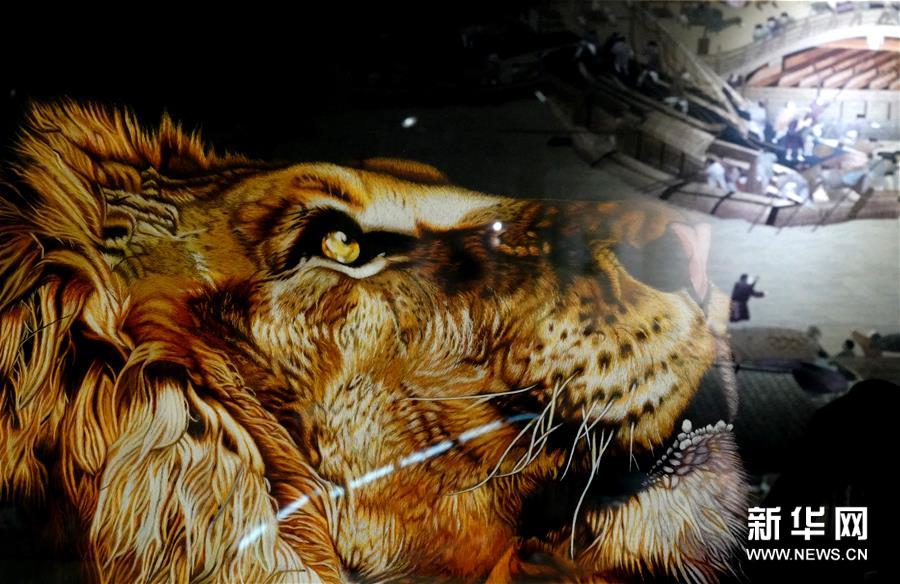 这是开封市素花宋绣工艺有限公司展示馆的一幅绣品局部（7月30日摄）。新华社记者李嘉南摄