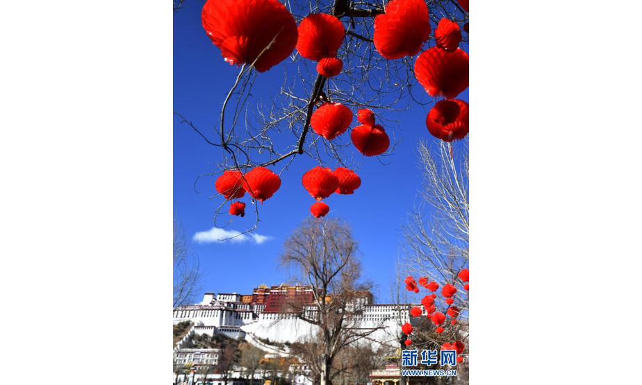 2月8日拍摄的布达拉宫前的红灯笼。

　　2021年农历春节与藏历新年是同一天，拉萨大街小巷充满节日气氛，各族人民将共同迎接“双新年”。

　　新华社记者 觉果 摄