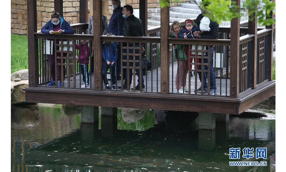 5月23日，在乌克兰基辅，游客在动物园赏鱼。新华社发（谢尔盖·斯塔拉斯坚科摄）