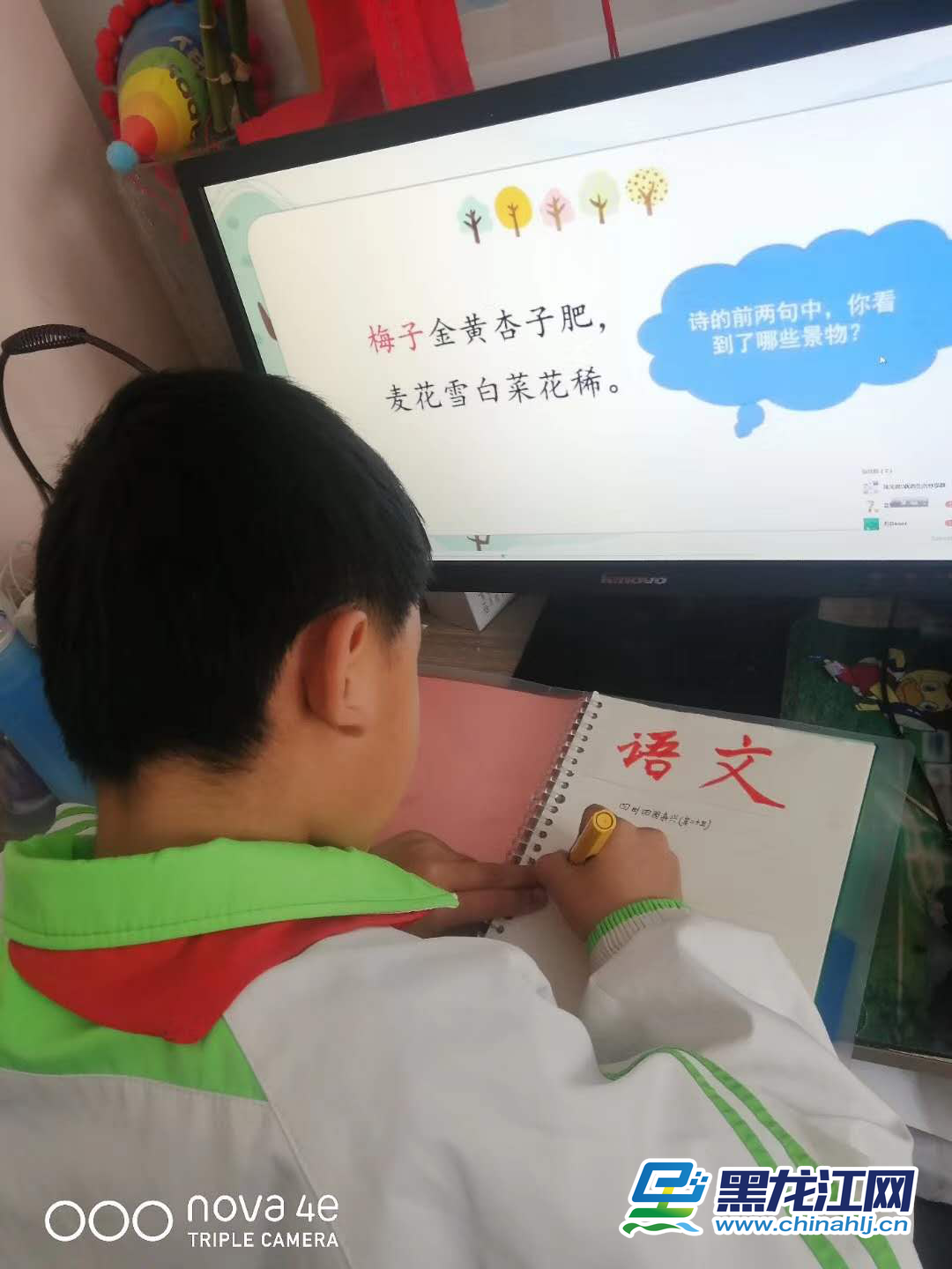 3月2日，黑龙江省春季新学期开学第一天，为维护疫情防控大局、确保广大师生身体健康，全省274万4349名中小学生同时参加线上学习，实现“停课不停学”，这在黑龙江基础教育史上前所未有。图为哈尔滨市奋斗小学学生正在线上学习。