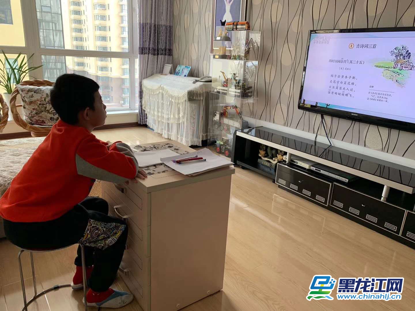 3月2日，黑龙江省春季新学期开学第一天，为维护疫情防控大局、确保广大师生身体健康，全省274万4349名中小学生同时参加线上学习，实现“停课不停学”，这在黑龙江基础教育史上前所未有。图为哈尔滨市奋斗小学学生正在线上学习。