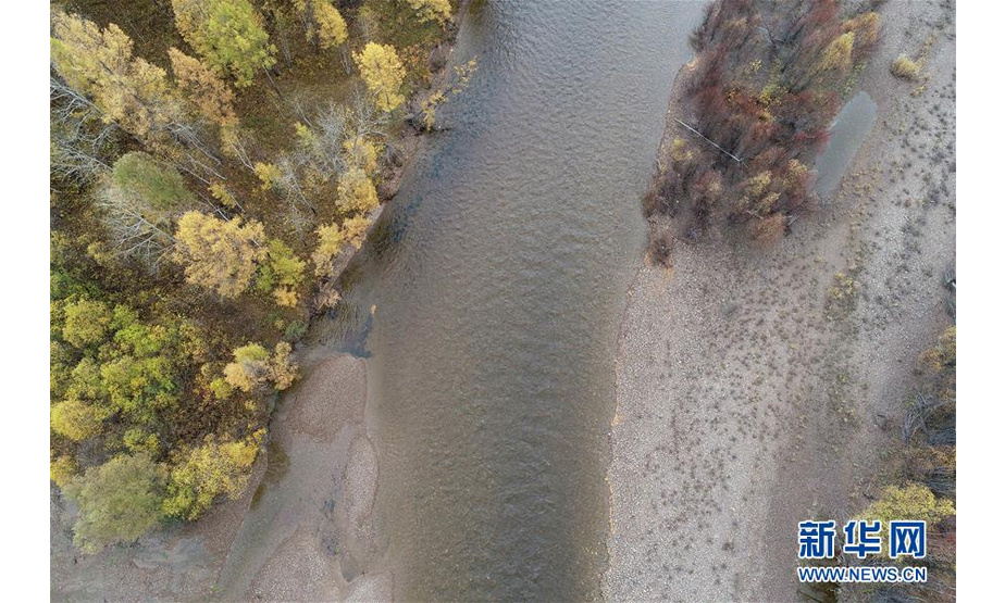 这是9月22日拍摄的奥克里堆山脚下的河流与森林（无人机照片）。

　　奥克里堆山位于内蒙古自治区呼伦贝尔市根河市。金秋时节，奥克里堆山的森林换上“秋装”，景色如画。 新华社记者 赵泽辉 摄